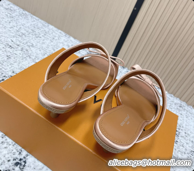 Duplicate Louis Vuitton 6AM High Heeled Sandals Brown Satin 6061706