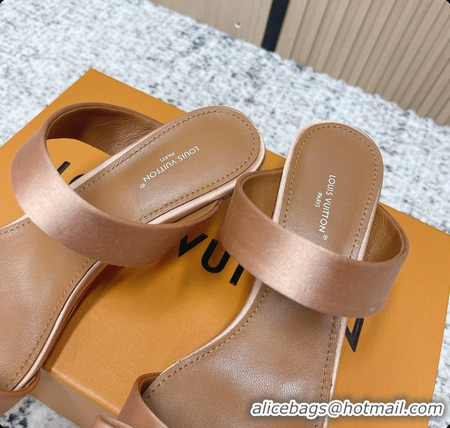 Duplicate Louis Vuitton 6AM High Heeled Sandals Brown Satin 6061706