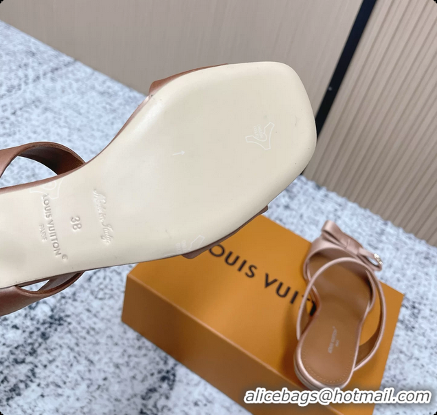 Duplicate Louis Vuitton 6AM High Heeled Sandals Brown Satin 6061706