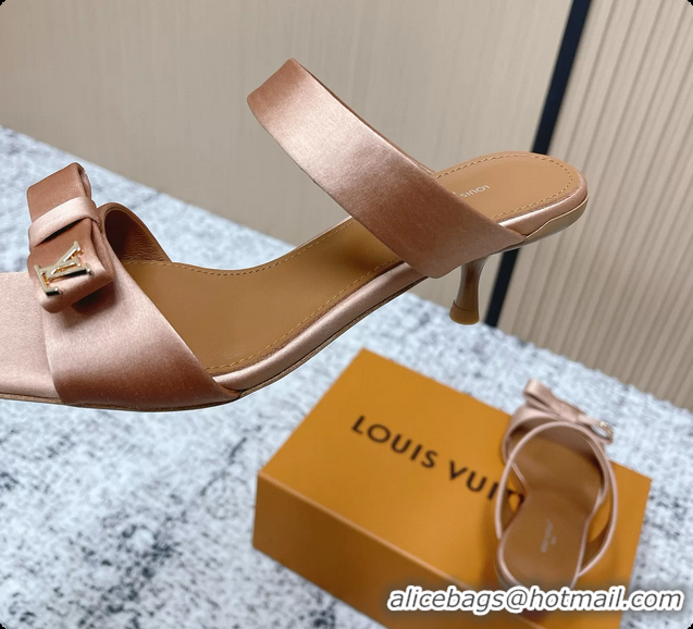 Duplicate Louis Vuitton 6AM High Heeled Sandals Brown Satin 6061706
