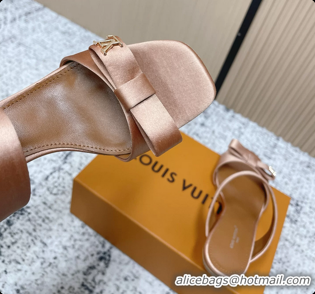 Duplicate Louis Vuitton 6AM High Heeled Sandals Brown Satin 6061706