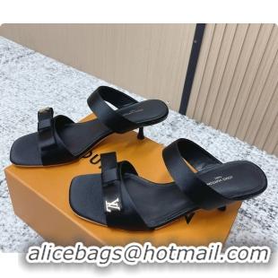 Good Quality Louis Vuitton 6AM High Heeled Sandals Black Satin 6061706