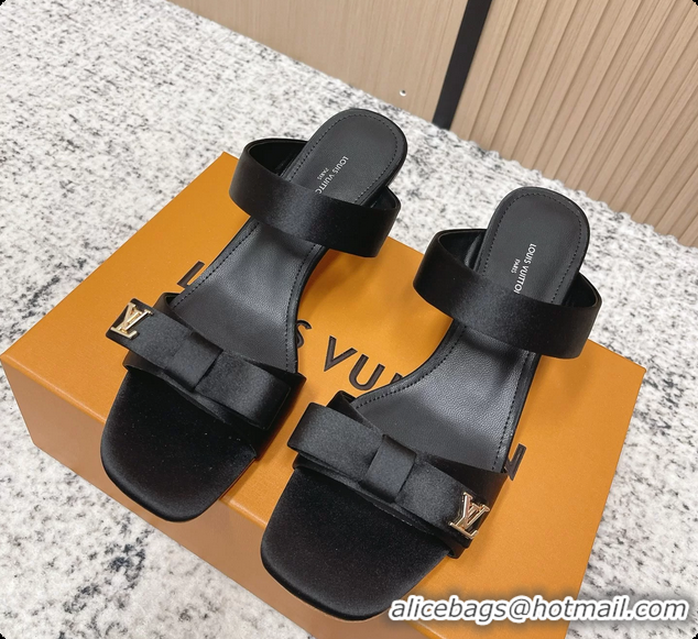 Good Quality Louis Vuitton 6AM High Heeled Sandals Black Satin 6061706