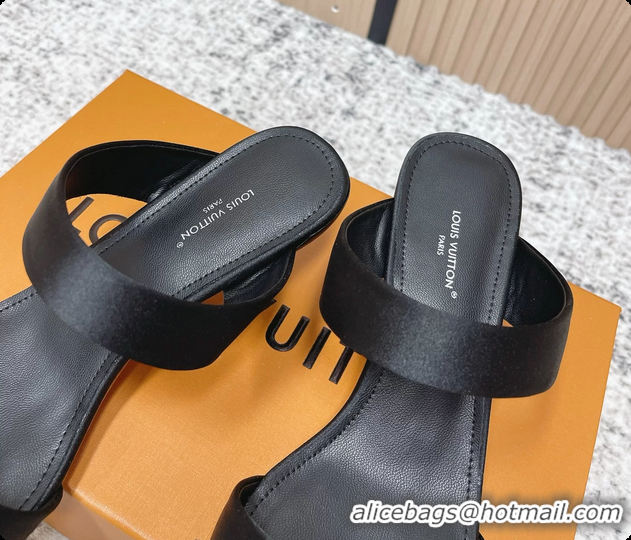 Good Quality Louis Vuitton 6AM High Heeled Sandals Black Satin 6061706
