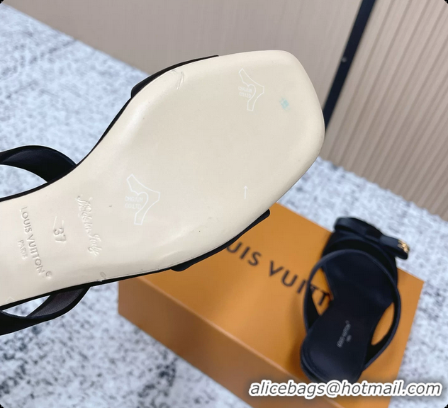 Good Quality Louis Vuitton 6AM High Heeled Sandals Black Satin 6061706