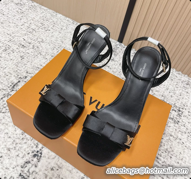 Stylish Louis Vuitton 6AM High Heeled Sandals Black Satin 6061707