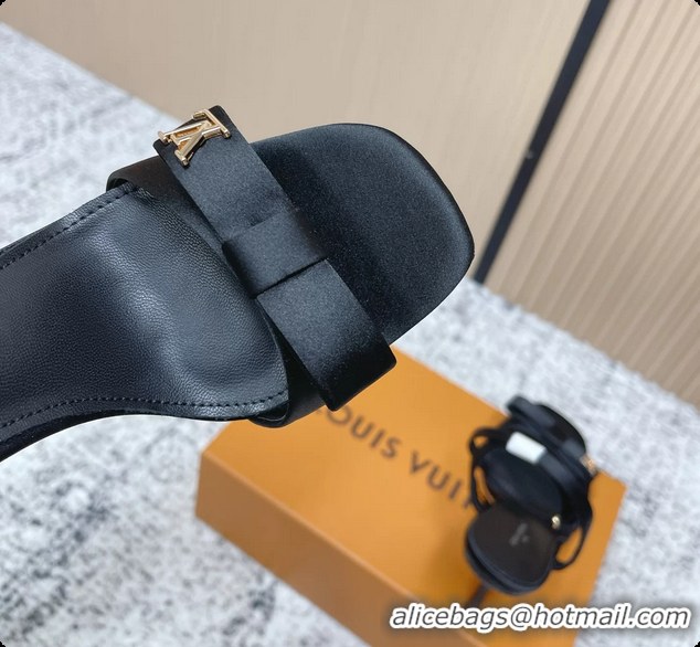 Stylish Louis Vuitton 6AM High Heeled Sandals Black Satin 6061707