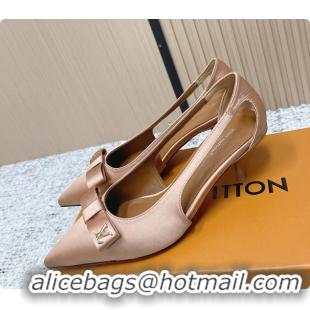 Low Price Louis Vuitton 6AM High Heeled Pumps Light Pink Satin 6061708