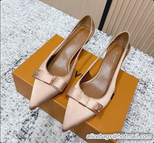 Low Price Louis Vuitton 6AM High Heeled Pumps Light Pink Satin 6061708