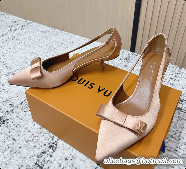 Low Price Louis Vuitton 6AM High Heeled Pumps Light Pink Satin 6061708
