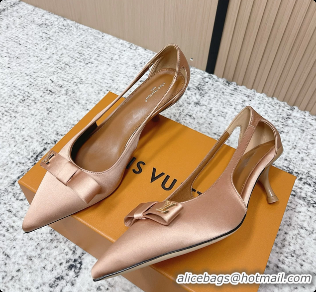 Low Price Louis Vuitton 6AM High Heeled Pumps Light Pink Satin 6061708