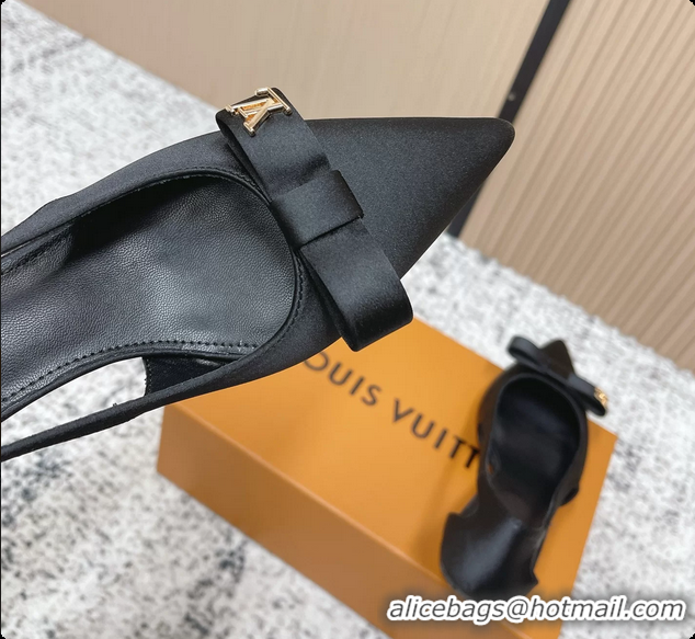 Sumptuous Louis Vuitton 6AM High Heeled Pumps Black Satin 6061708