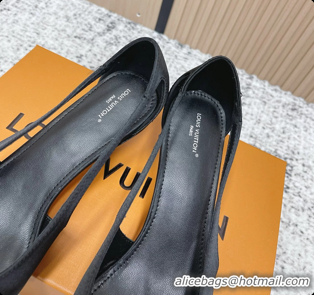 Sumptuous Louis Vuitton 6AM High Heeled Pumps Black Satin 6061708