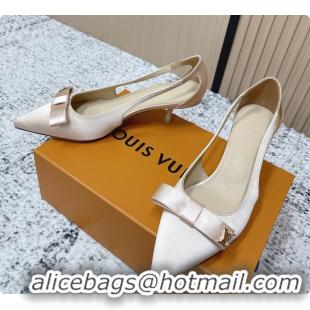 Hot Style Louis Vuitton 6AM Bowknot High Heeled Pumps Light Pink Satin 6061708