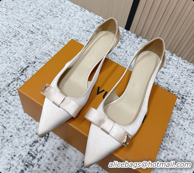 Hot Style Louis Vuitton 6AM Bowknot High Heeled Pumps Light Pink Satin 6061708