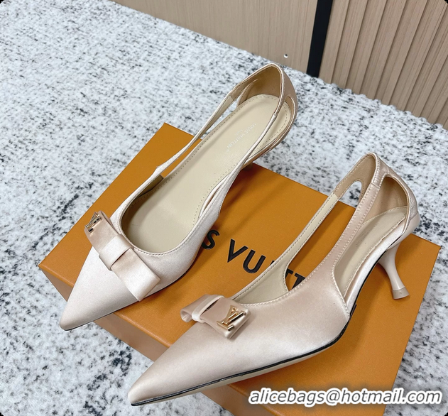 Hot Style Louis Vuitton 6AM Bowknot High Heeled Pumps Light Pink Satin 6061708