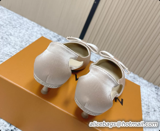 Hot Style Louis Vuitton 6AM Bowknot High Heeled Pumps Light Pink Satin 6061708