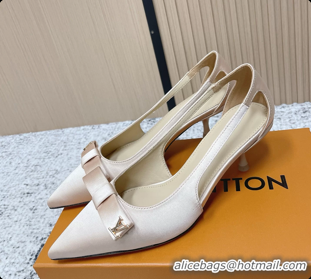 Hot Style Louis Vuitton 6AM Bowknot High Heeled Pumps Light Pink Satin 6061708