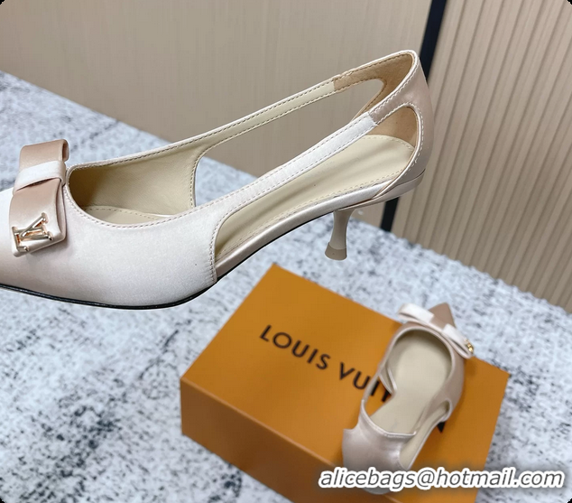Hot Style Louis Vuitton 6AM Bowknot High Heeled Pumps Light Pink Satin 6061708