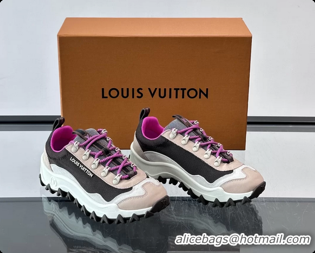 Fashion Louis Vuitton LV Rush Xplorer Sneakers Black Pink White Grained Calf Leather 6061710