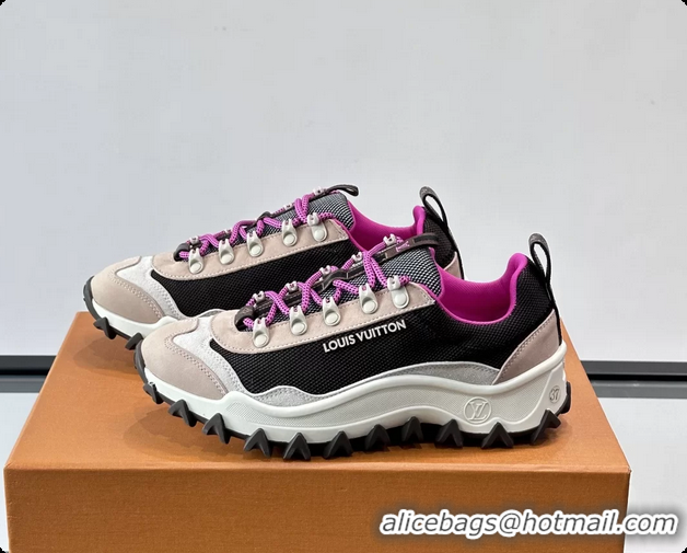 Fashion Louis Vuitton LV Rush Xplorer Sneakers Black Pink White Grained Calf Leather 6061710