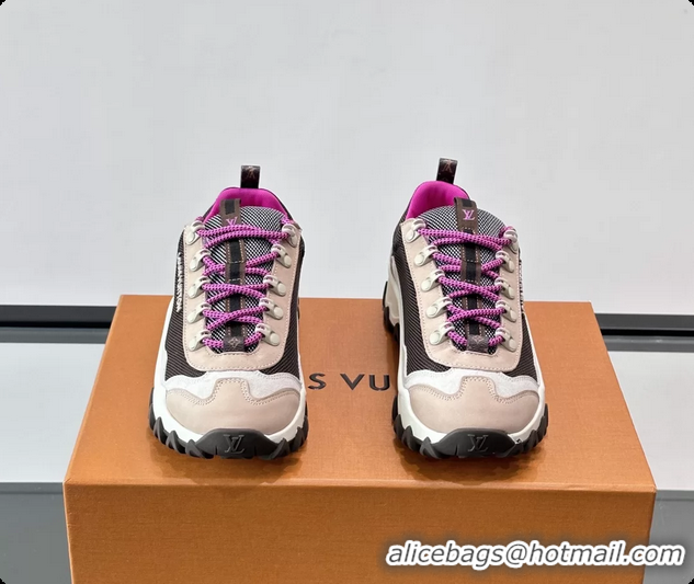 Fashion Louis Vuitton LV Rush Xplorer Sneakers Black Pink White Grained Calf Leather 6061710