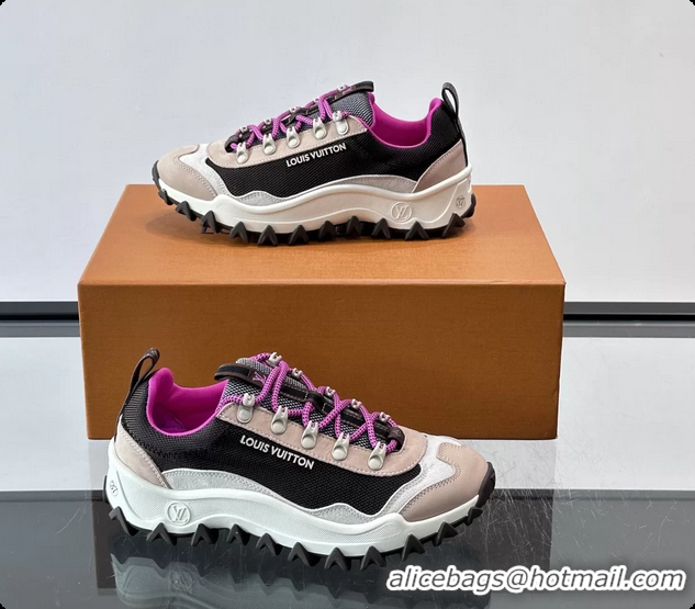 Fashion Louis Vuitton LV Rush Xplorer Sneakers Black Pink White Grained Calf Leather 6061710