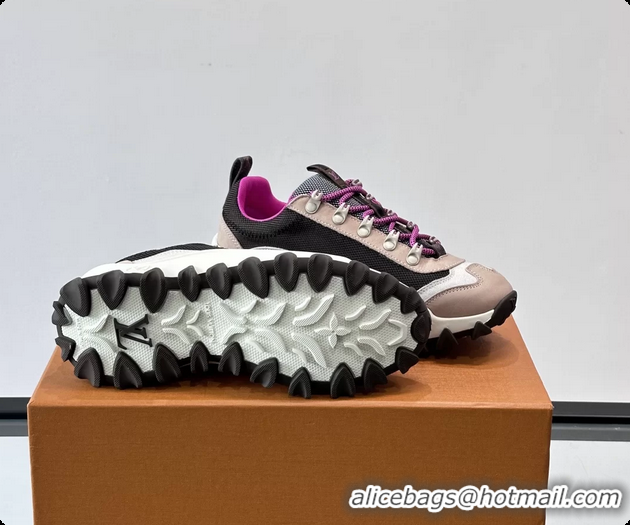 Fashion Louis Vuitton LV Rush Xplorer Sneakers Black Pink White Grained Calf Leather 6061710