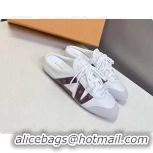 Good Product Louis Vuitton LV Sneakerina Open Back Ballerina Sneakers White Satin and Monogram Canvas 6061711