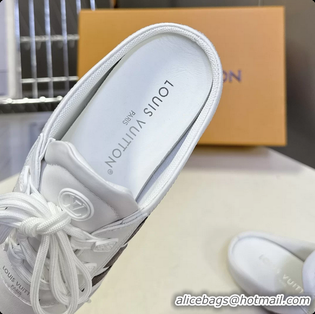 Good Product Louis Vuitton LV Sneakerina Open Back Ballerina Sneakers White Satin and Monogram Canvas 6061711