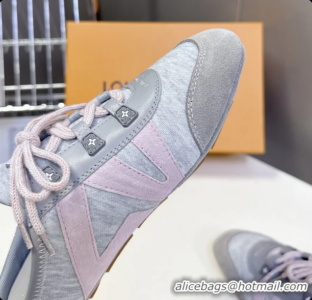 Popular Style Louis Vuitton LV Sneakerina Open Back Ballerina Sneakers Gray Satin and Monogram Canvas 6061711