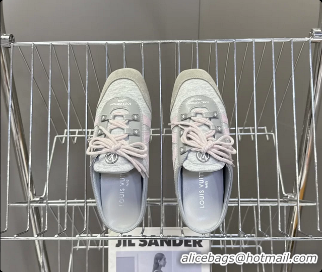 Popular Style Louis Vuitton LV Sneakerina Open Back Ballerina Sneakers Gray Satin and Monogram Canvas 6061711