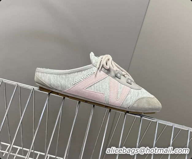 Popular Style Louis Vuitton LV Sneakerina Open Back Ballerina Sneakers Gray Satin and Monogram Canvas 6061711