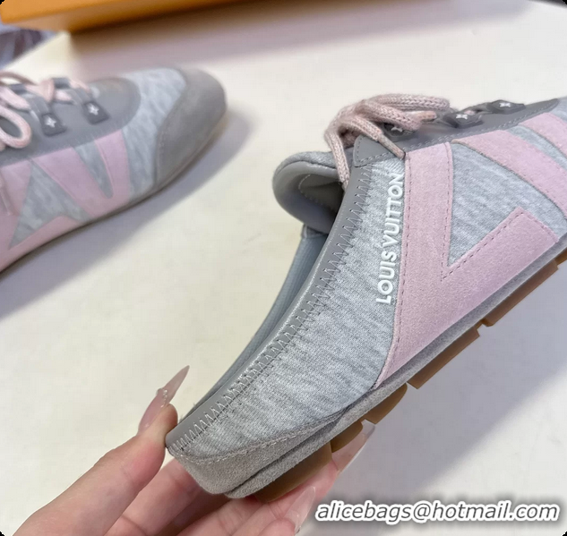Popular Style Louis Vuitton LV Sneakerina Open Back Ballerina Sneakers Gray Satin and Monogram Canvas 6061711