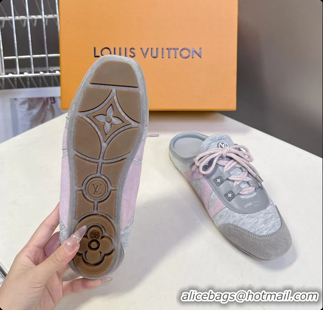 Popular Style Louis Vuitton LV Sneakerina Open Back Ballerina Sneakers Gray Satin and Monogram Canvas 6061711