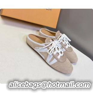 Unique Discount Louis Vuitton LV Sneakerina Open Back Ballerina Sneakers Light Gray White Leather 6061711
