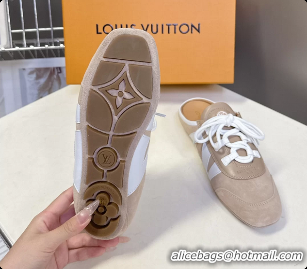 Unique Discount Louis Vuitton LV Sneakerina Open Back Ballerina Sneakers Light Gray White Leather 6061711