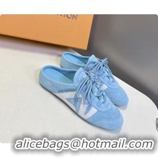 Charming Louis Vuitton LV Sneakerina Open Back Ballerina Sneakers Light Blue White Leather 6061711