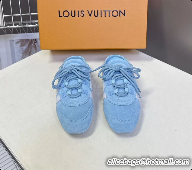 Charming Louis Vuitton LV Sneakerina Open Back Ballerina Sneakers Light Blue White Leather 6061711