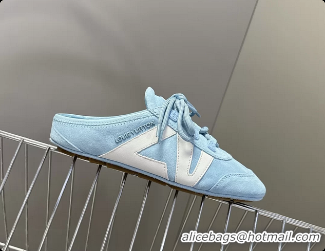 Charming Louis Vuitton LV Sneakerina Open Back Ballerina Sneakers Light Blue White Leather 6061711