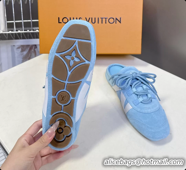Charming Louis Vuitton LV Sneakerina Open Back Ballerina Sneakers Light Blue White Leather 6061711