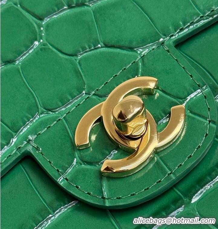 Buy Discount Chanel Mini Flap Bag With Top Handle Crocodile Embossed Calfskin & Gold-Tone Metal AS6424 Green 2026