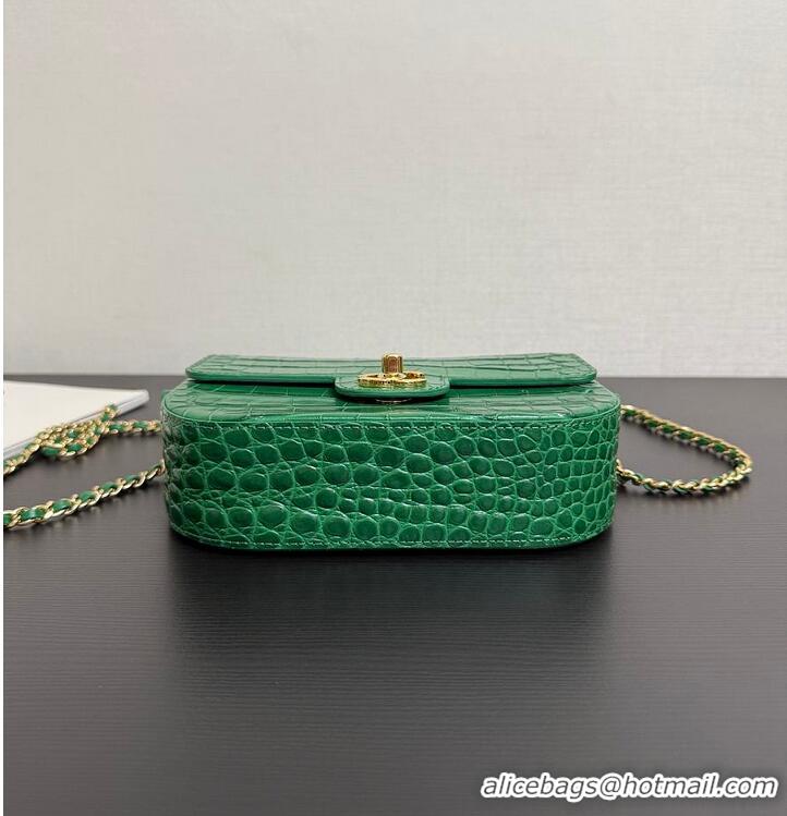 Buy Discount Chanel Mini Flap Bag With Top Handle Crocodile Embossed Calfskin & Gold-Tone Metal AS6424 Green 2026
