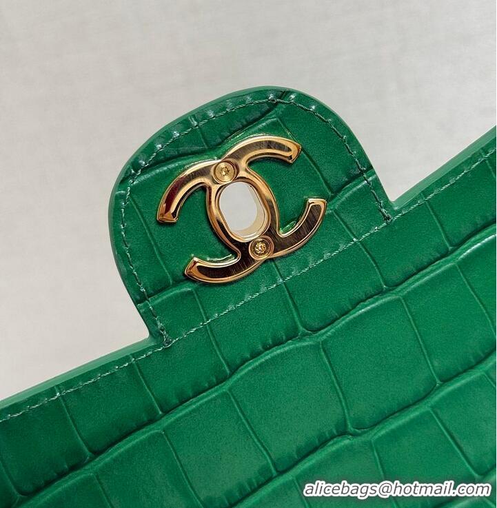 Buy Discount Chanel Mini Flap Bag With Top Handle Crocodile Embossed Calfskin & Gold-Tone Metal AS6424 Green 2026
