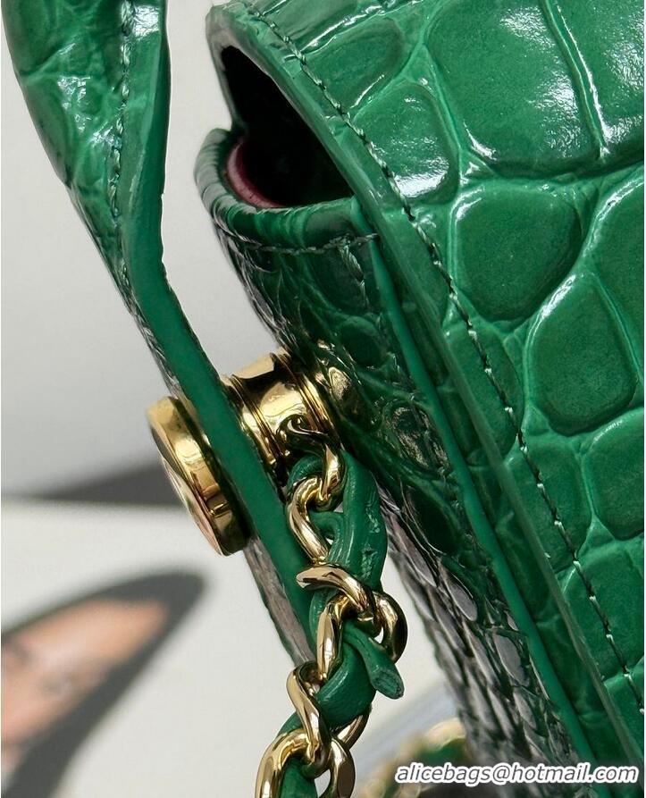 Buy Discount Chanel Mini Flap Bag With Top Handle Crocodile Embossed Calfskin & Gold-Tone Metal AS6424 Green 2026