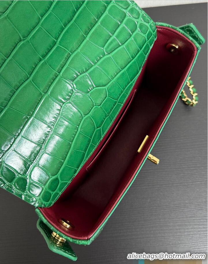 Buy Discount Chanel Mini Flap Bag With Top Handle Crocodile Embossed Calfskin & Gold-Tone Metal AS6424 Green 2026