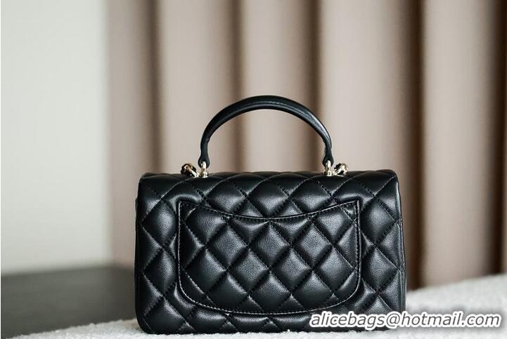 Famous Brand Chanel Classic Mini Top Handle Bag in Lambskin Leather AS2566 Black/Gold 2026