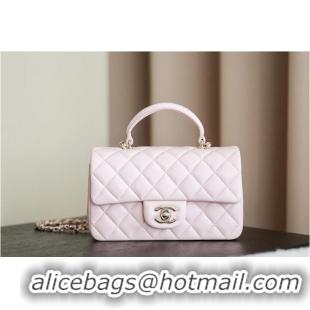 Inexpensive Chanel Classic Mini Top Handle Bag in Lambskin Leather AS2566 Light Pink/Gold 2026