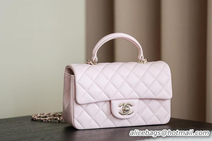 Inexpensive Chanel Classic Mini Top Handle Bag in Lambskin Leather AS2566 Light Pink/Gold 2026