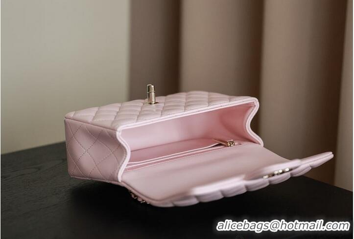 Inexpensive Chanel Classic Mini Top Handle Bag in Lambskin Leather AS2566 Light Pink/Gold 2026